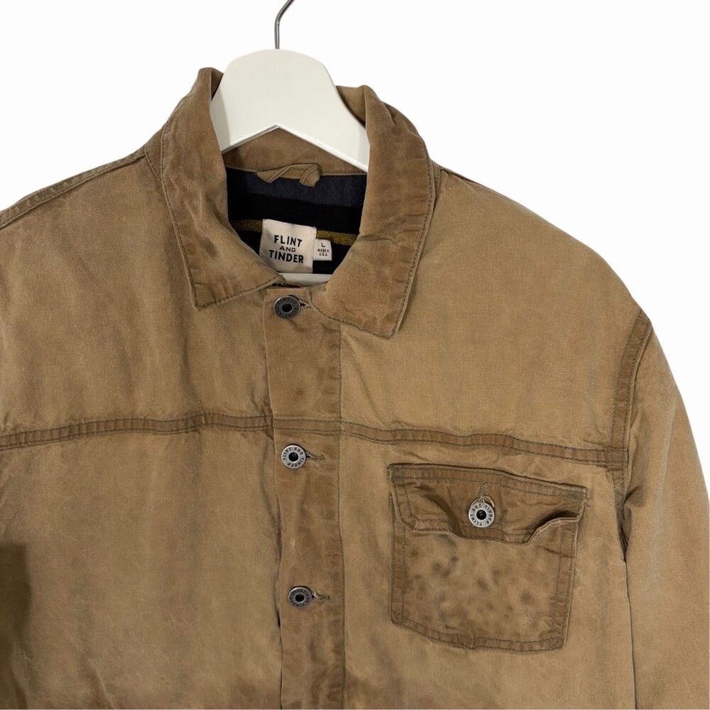 Flint and Tinder USA Made Waxed Trucker Jacket Brown Large Distressed - Picture 2 of 13